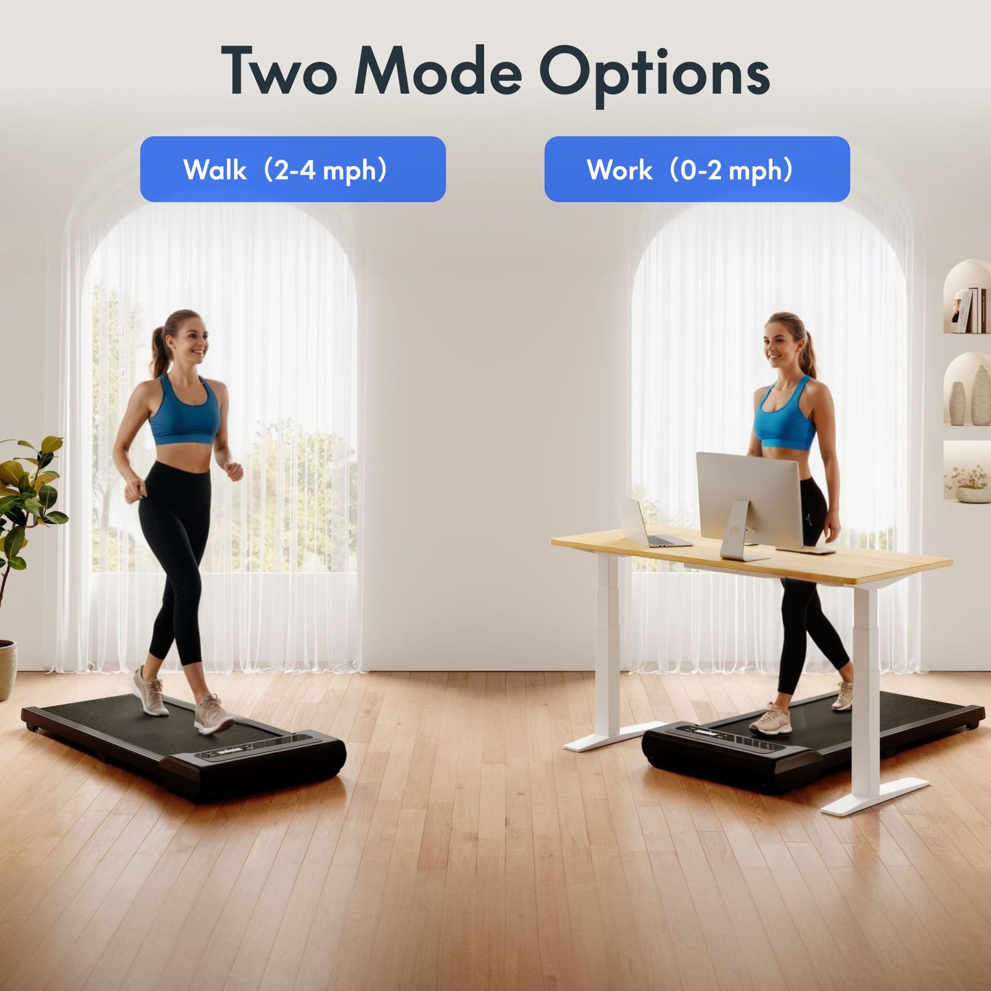 FLEXISPOT Walking Pad, Portable Treadmill for Home Office, 2.5HP Under Desk Treadmill with 265 Lbs Capacity, Remote Control, Led Display, Black