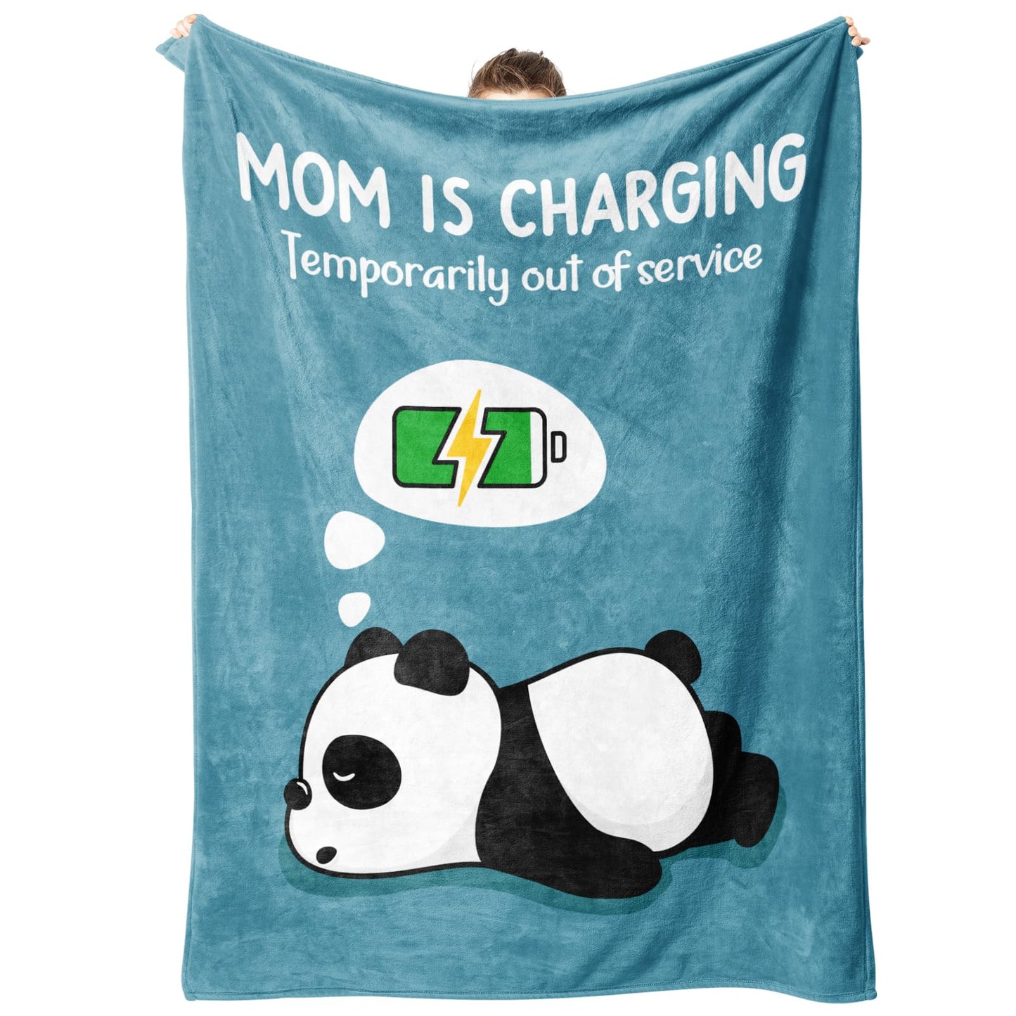 Craftique Gifts for Mom Birthday Christmas- Funny Soft Mom is Charging Blanket- New Moms Gifts for Women, Practical Blanket Throw for Napping Travel, 60”×50”