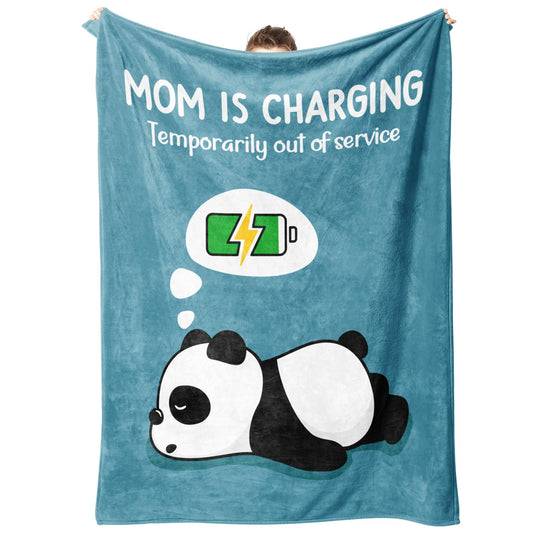 Craftique Gifts for Mom Birthday Christmas- Funny Soft Mom is Charging Blanket- New Moms Gifts for Women, Practical Blanket Throw for Napping Travel, 60”×50”