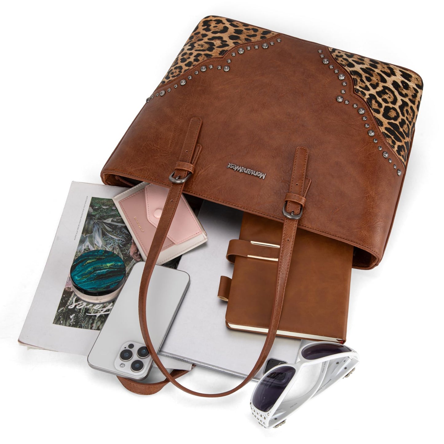 Montana West Purses and Handbags for Women 3pcs Hand Bags Tote Purse and Wallet Set Shoulder Satchel Bag for Women Leopard Print gifts MWC3-G058BR