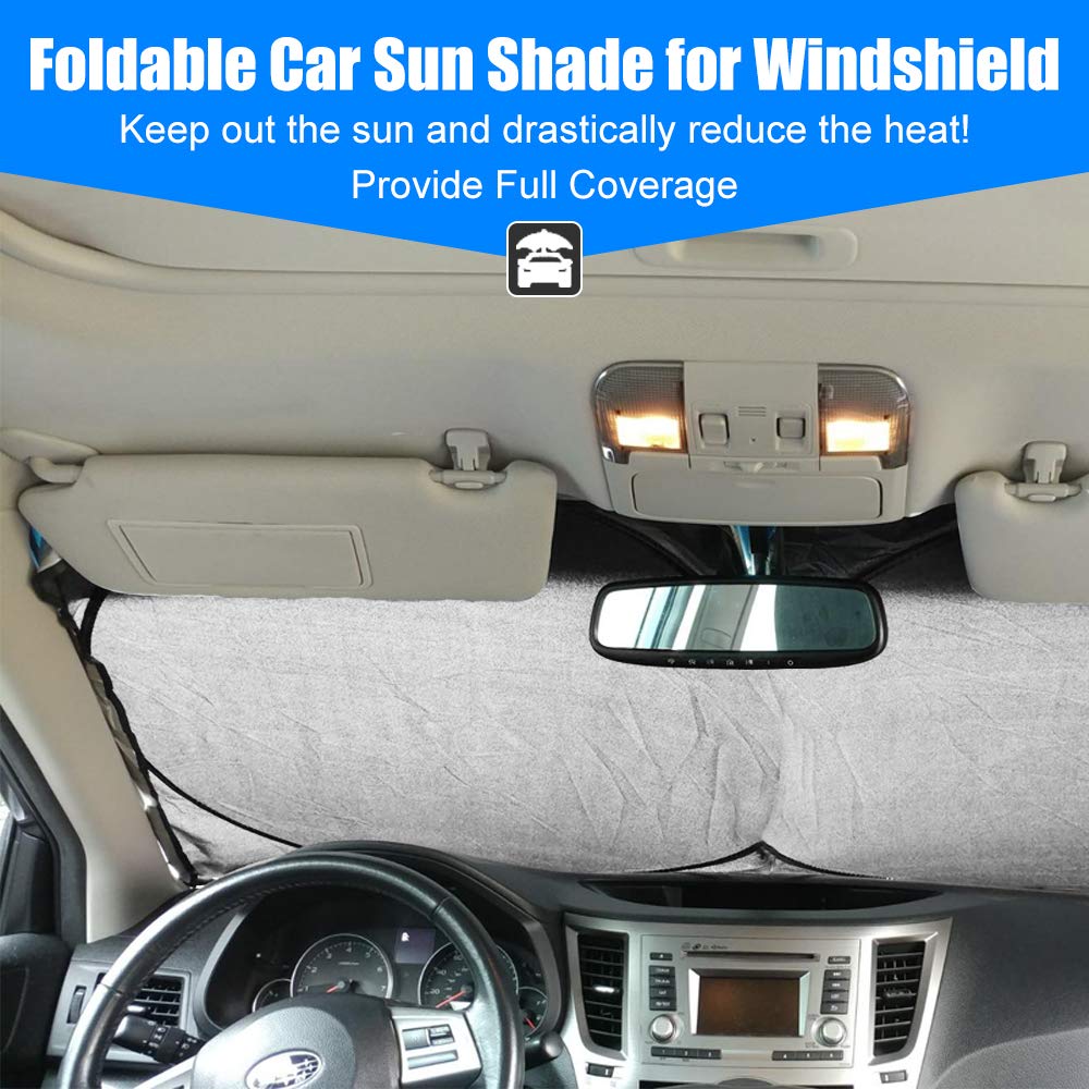 Car Sun Shade for Windshield Cute, Car Front Window Shades Funny Windshield Sun Shade Cover Foldable Cartoon Cool Sun Visor Shield for Most Sedans SUV Truck Pickup Protect Your Vehicle from UV Heat