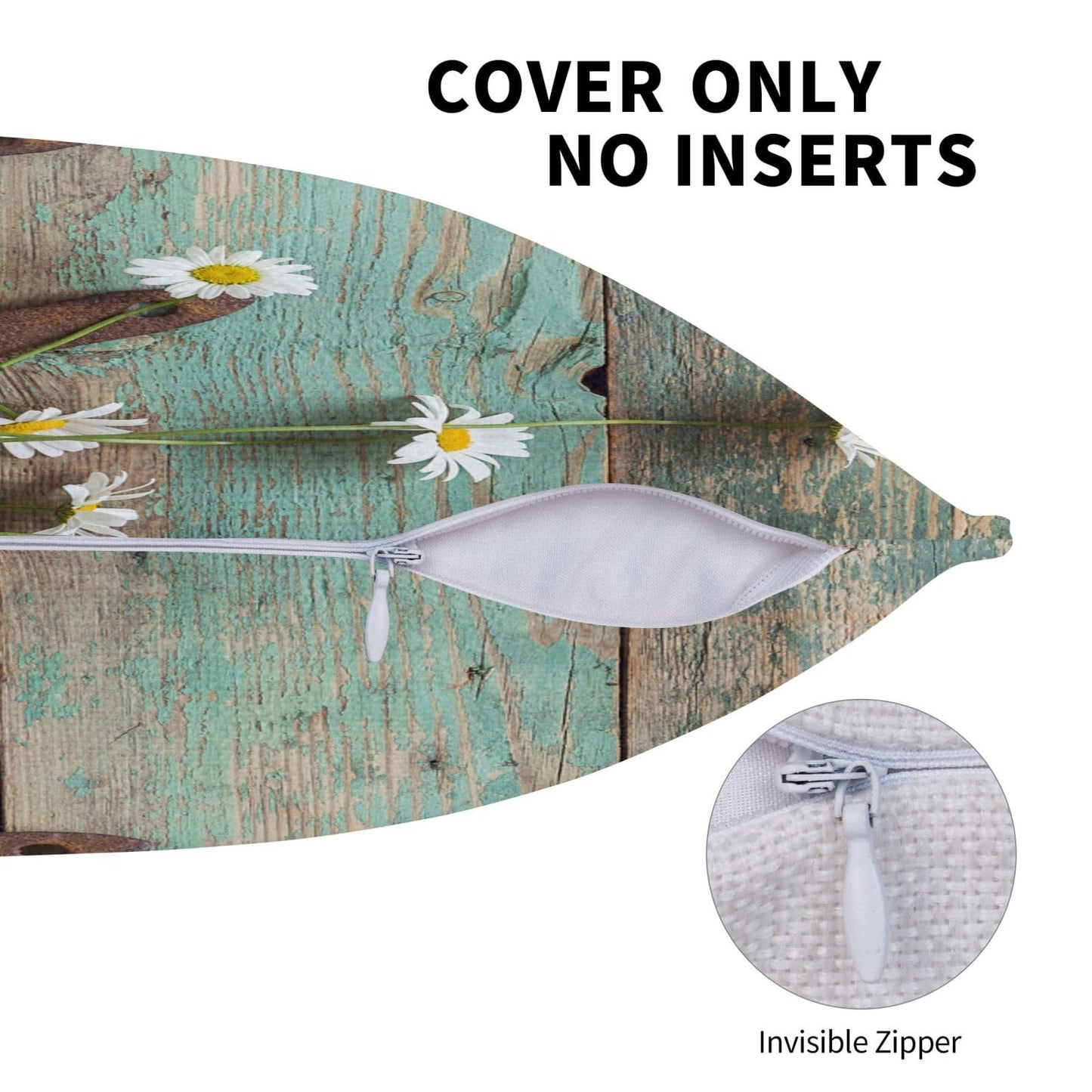 VIREOTHIA Teal Wooden Country Pillow Covers 18x18 Set of 2 Rustic Decorative Throw Pillow Cover Western Horseshoe Daisy Square Pillowcases Cushion Covers for Couch Bed Sofa Decor