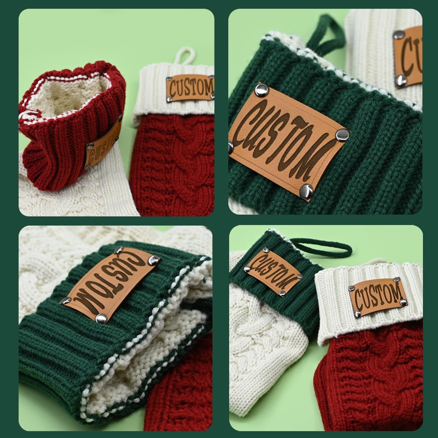 Tkanina Personalized Christmas Stockings,18” Large Custom Christmas Stockings with Names,Customized Xmas Stockings for Fireplace Christmas Holiday Party Decorations,1 Pc