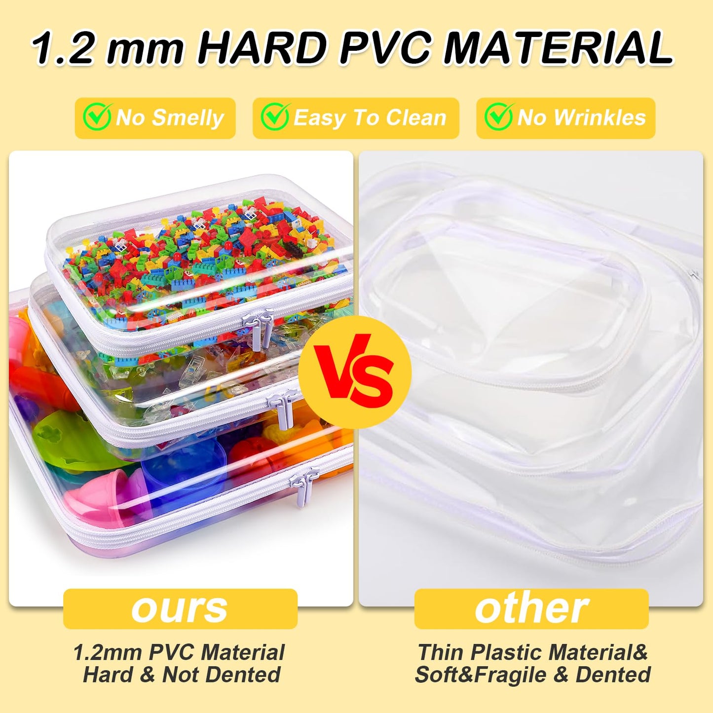 AOBOPLE Clear Hard Shell Zipper Case,Large Toy Storage Bags,Reusable Hard Shell Plastic Board Game Storage,Clear Zipper Case Travel Waterproof Organizer Bags for Snacks Toy Intimate