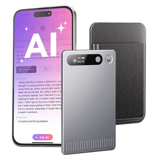 AI Voice Recorder with App Control, Advanced AI Technology for Transcription & Summarization, 64GB Memory, Magnetic Case, Supports 50 Languages – Audio Recorder for Lectures, Meetings, Interviews