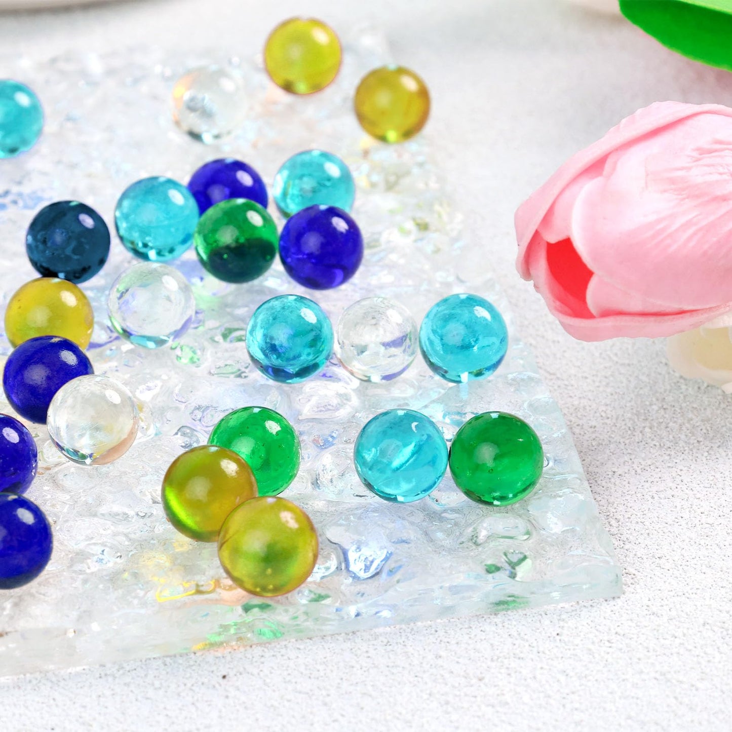 POPLAY 50 PCS Beautiful Player Marbles Bulk for Marble Games, Multiple Colors(1 Whistle)