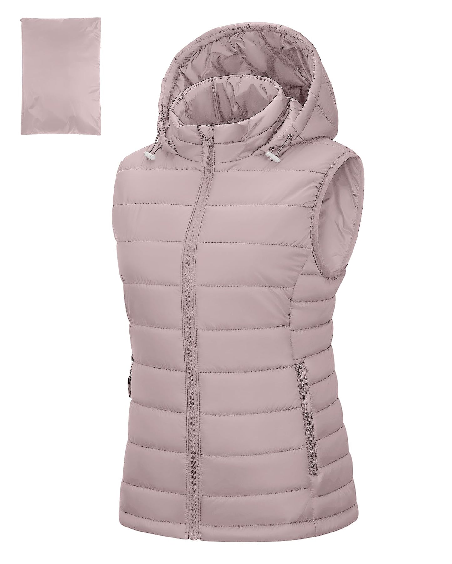 Outdoor Ventures Women's Lightweight Packable Hooded Puffer Vest Outerwear Zip Up Warm Sleeveless Winter Jacket Quilted Coat