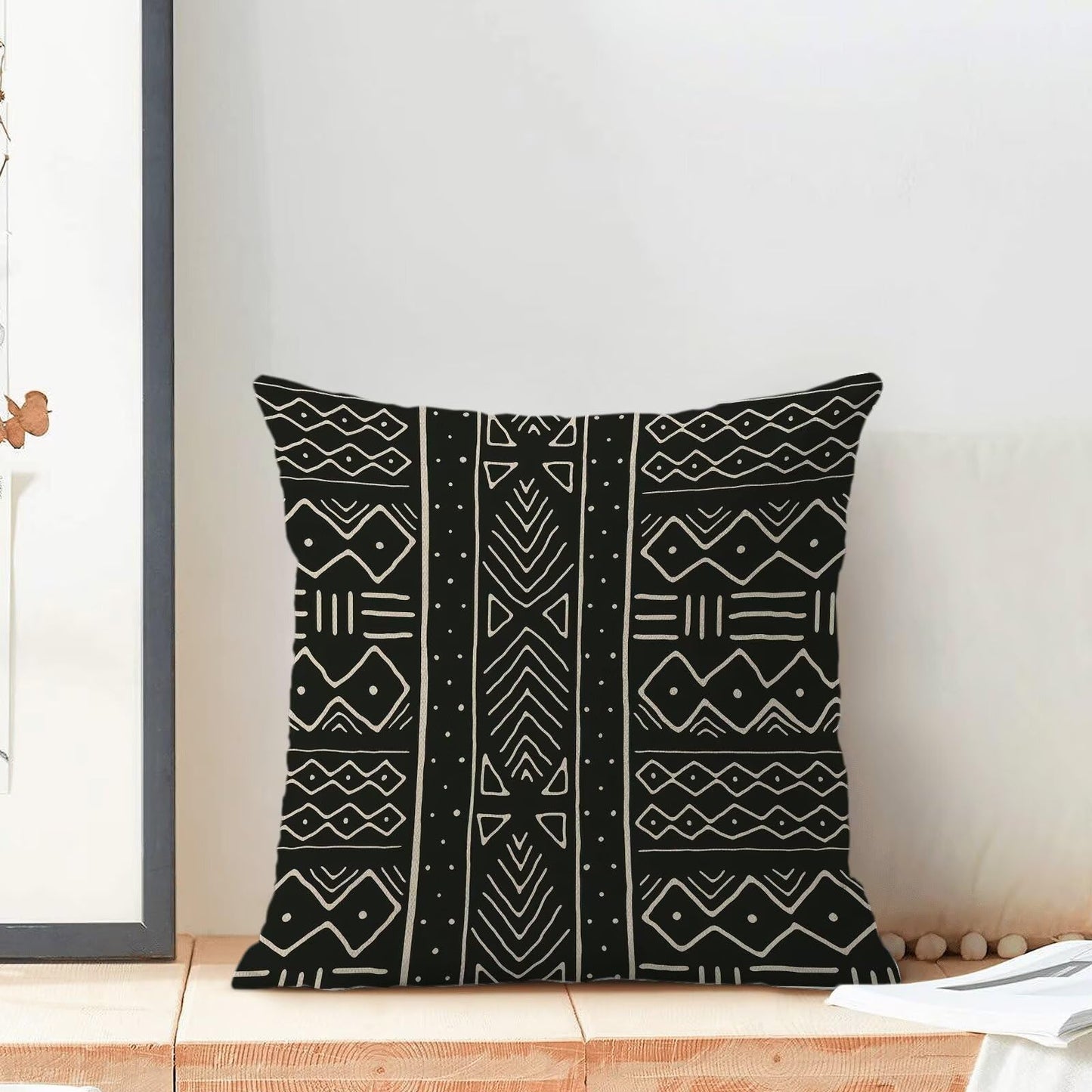 Abstract Line Throw Pillow Covers 18x18 Inch Set of 2, Black Line Decoration Throw Pillow Covers Decorative Art Outdoor Cushion Cover for Sofa Couch Farmhouse Room Bed Decor