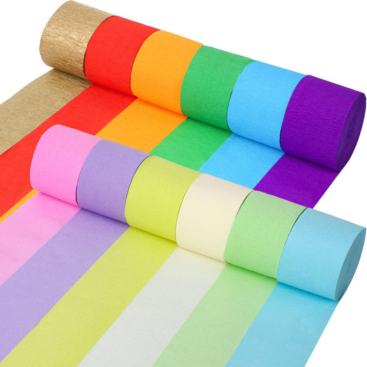 12 Rolls Crepe Paper Streamers, 12 Colors Streamers Party Decorations, Crepe Paper Roll for Colorful Birthday Party Supplies, DIY Craft Christmas Halloween Wedding Various Holiday Decorations
