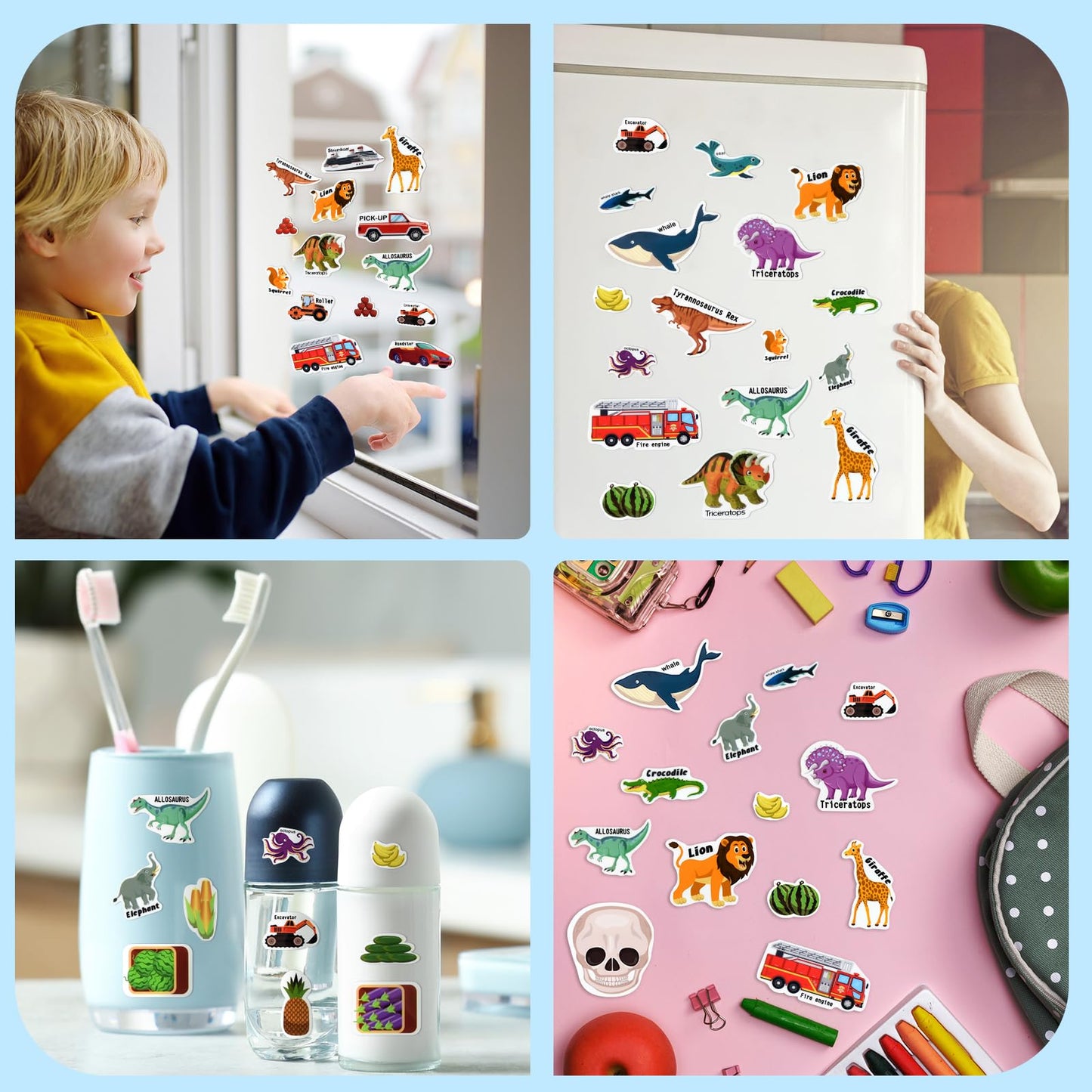 ASTARON 6 Pack Reusable Puffy Sticker Books for Kids 3-6, Jelly Sticker Game Educational Sensory Learning Toy, Portable Travel Toys and Busy Book for Toddlers