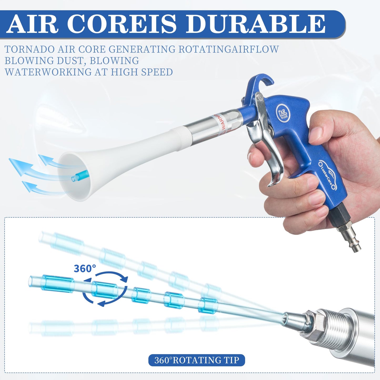 LusterCare Blow Gun Blasts Away Dirty and Air Dry from Surface Works with a Strong Gust of Air Lengthen