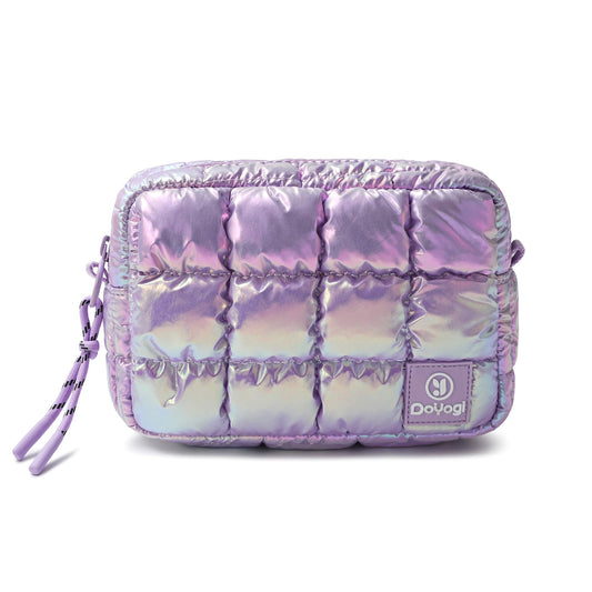 DOYOGI Quilted Cosmetic Bag, Puffer Makeup Bags, Crossbody Purses for women,Cute Travel Toiletry Bag for Women (Dazzling Light Purple)