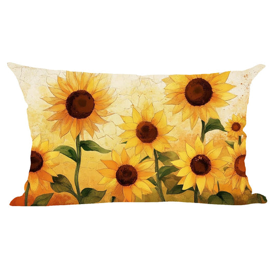 Ramirar Ink Painting Watercolor Brown Orange Sunflowers for Flowers Lover Summer Decorative Lumbar Throw Pillow Cover Case Home Living Room Bed Sofa Car Cotton Linen Rectangular 12 x 20 Inches