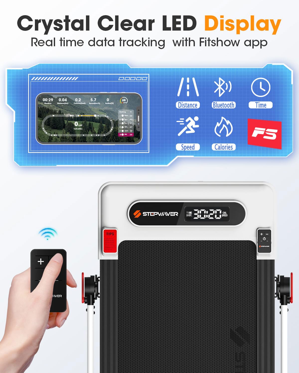 Large Walking Pad with Handle Bar, 17" Widened Running Belt,12% Incline Treadmill, 4MPH/7.6MPH, 3.0 HP Treadmill with 380lbs Capacity, Remote and App Control