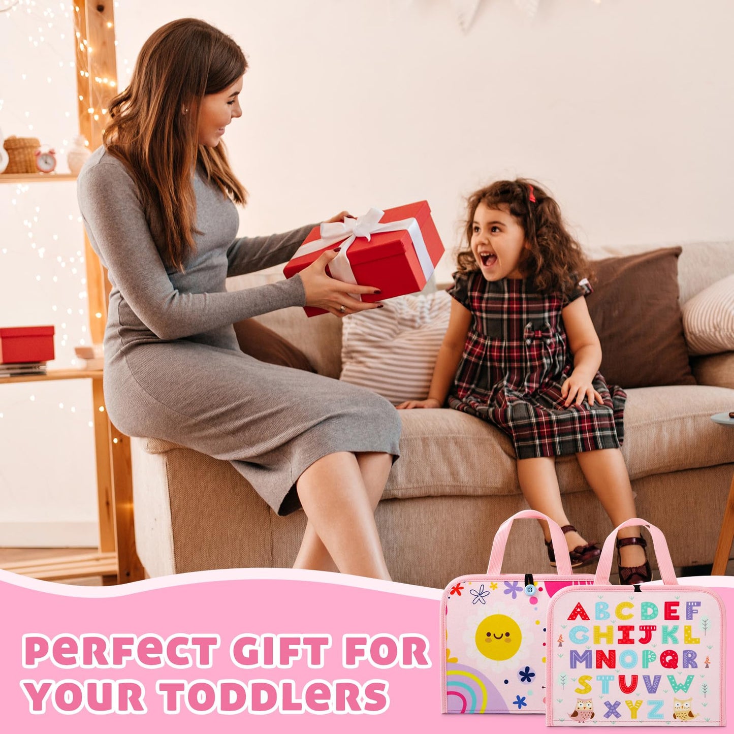 Buauty Busy Board Toddler Toys Montessori Sensory Toys Gifts Age 1-4 Baby Learning Busy Book Kids Preschool Educational Activity Board Airplane Road Car Travel Toys Essentials