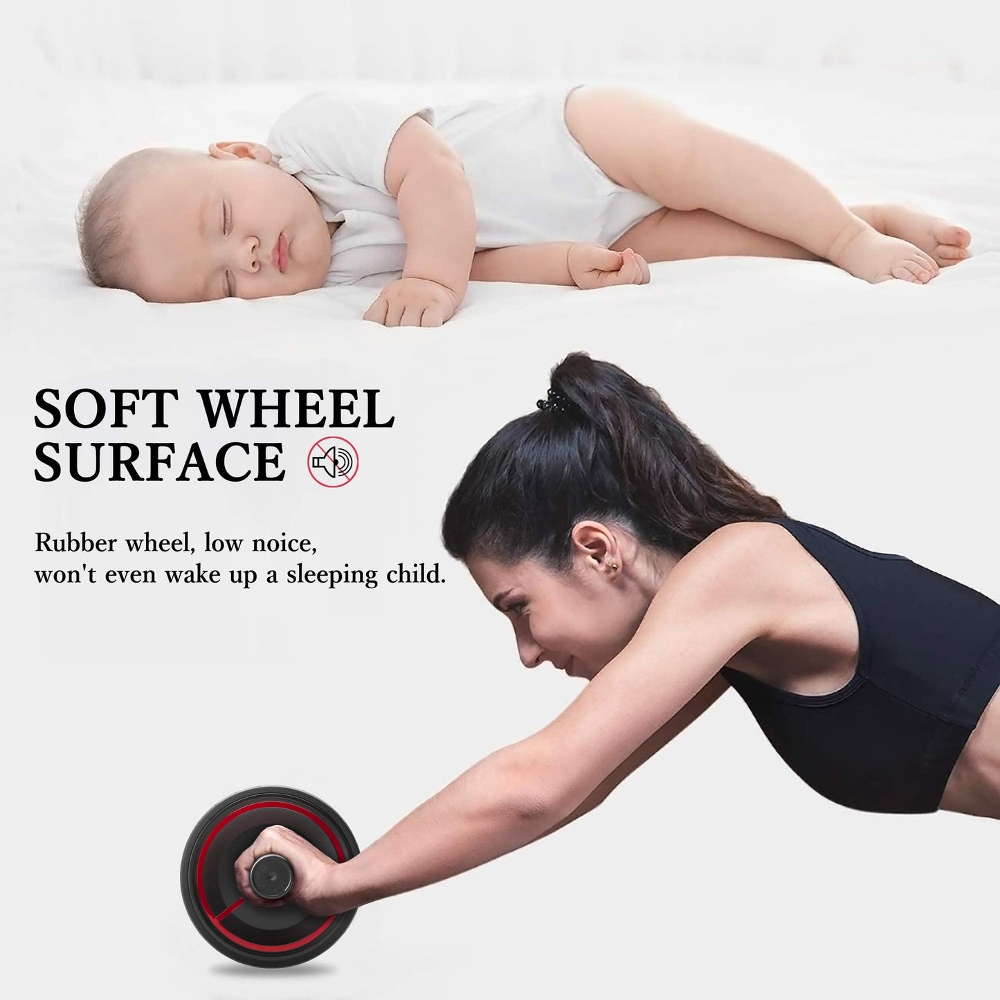 READAEER Ab Roller Wheel, Heavy Duty Workout Equipment for Home Gym, Professional Metal Handle with Rubber Surface Abdominal Exercise Wheel for Strength Training, Ab Wheel with Knee Pad