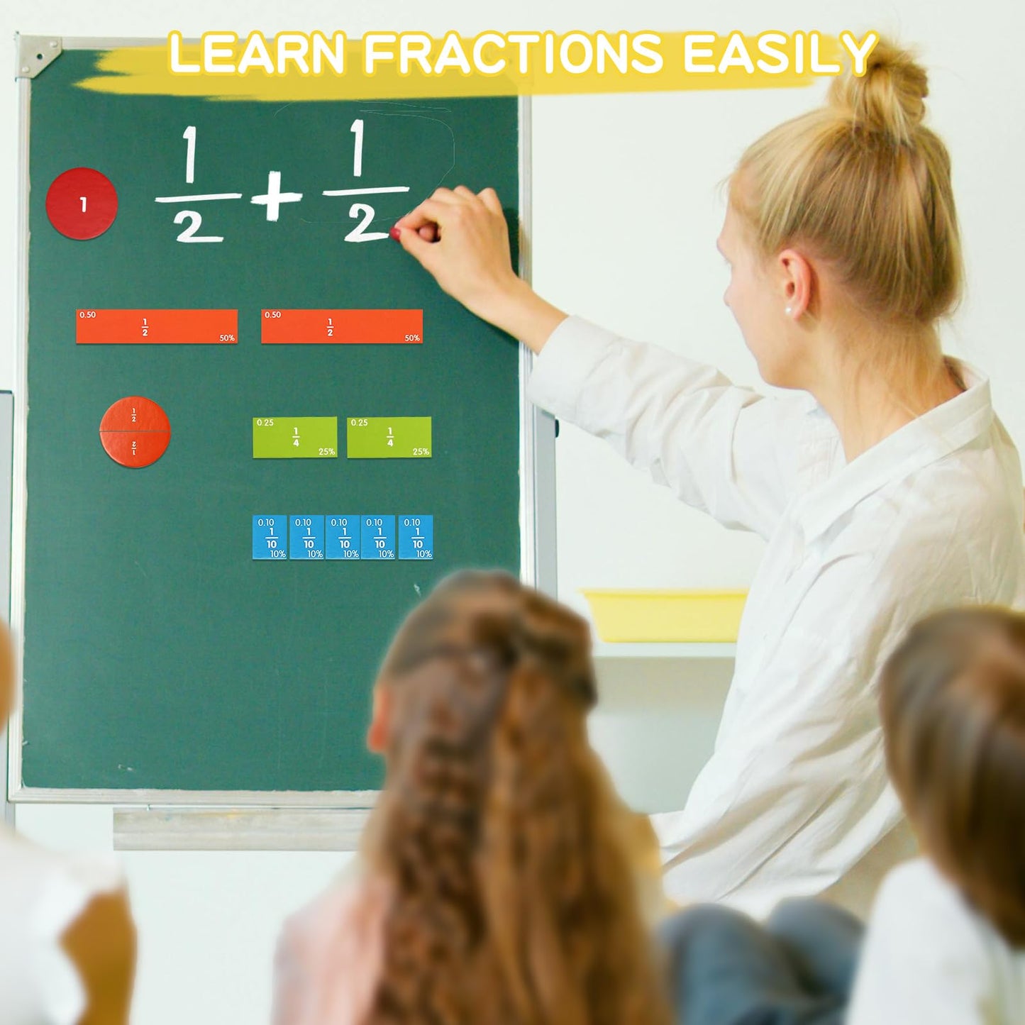 Magnetic Fraction Educational Puzzle for Kids, New Magnetic Fraction Tiles & Fraction Circles, Math Manipulatives for Elementary School Early Math Skills