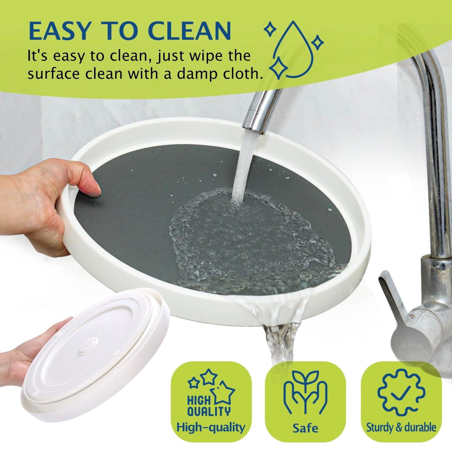 Set of 6, 12 Inch Non-Skid Lazy Susan Turntable, Lazy Susan Organizer for Cabinet, Pantry Organization, Kitchen Storage, Bathroom Sink Cabinet, Refrigerator, Countertop, Spice Rack (6 Pack 12 in)