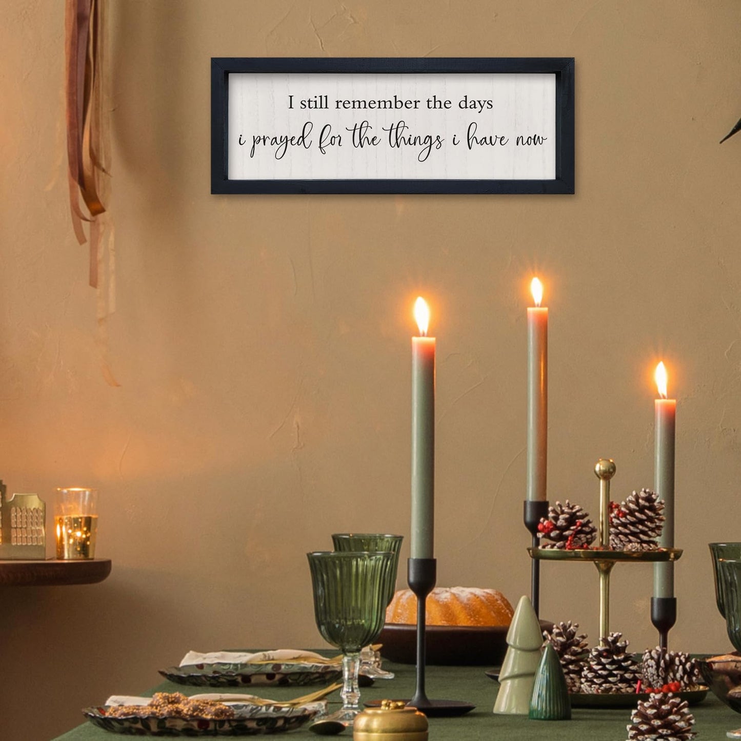 SRSZHIYUE I Still Remember the Days I Prayed Sign 16"×6" Living Room Wall Decor Wooden Framed Wall Hanging Art (Black)