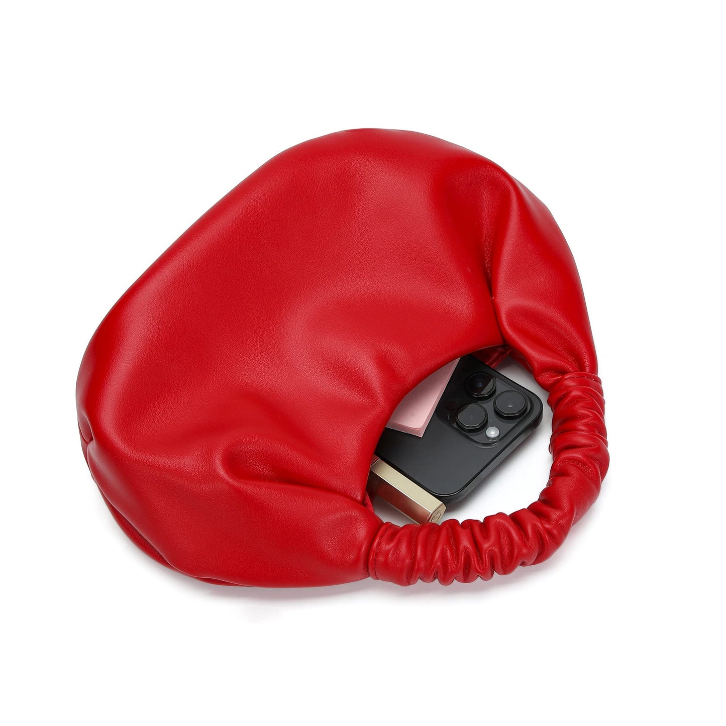 CORAID Mini Hobo Tote Bags for Women Soft Leather Clutch Purses for Women Cloud-Shaped Top Handle Bags Red