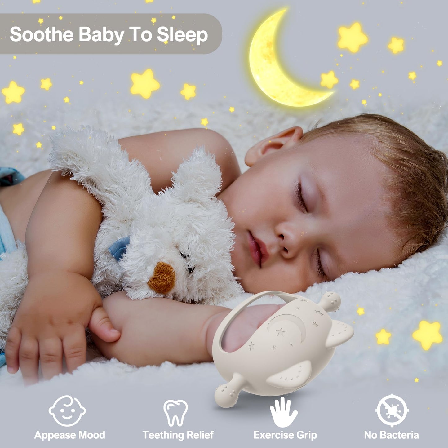 Baby Teether-Teething Toys for Babies 0-6 Months-Silicone Teething Mitt with Cute Cat Shape Baby Toys 6 to 12 Months,Newborn Essentials Must Haves for Teething Relief,Ideal Baby Shower Gifts for Moms