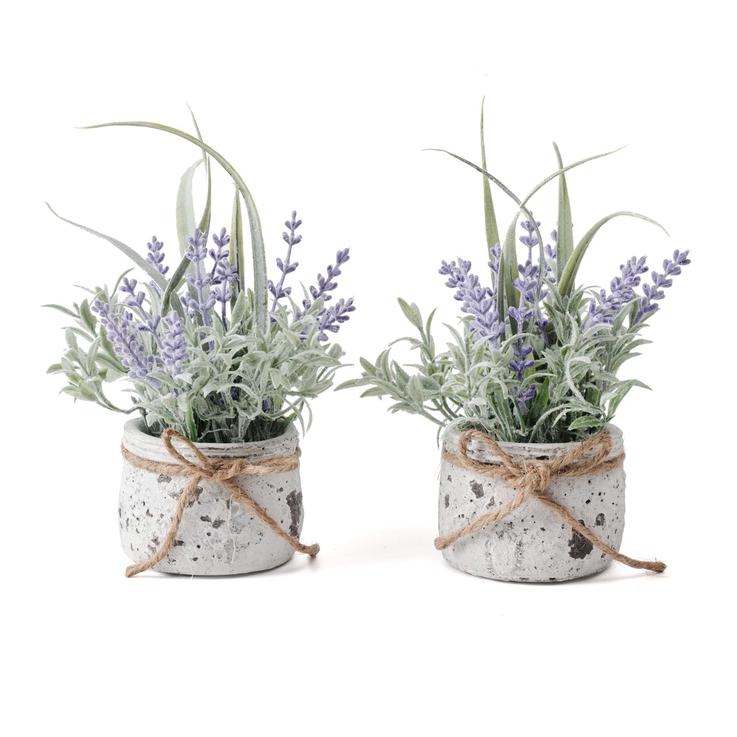 Fuxdre Small Fake Plants, 2 Pack Mini Artificial Plants Fake Lavender Plant in Pot, Lavender Decor and Dining Room Desk Shelf Bathroom Living Room (A-2pcs)
