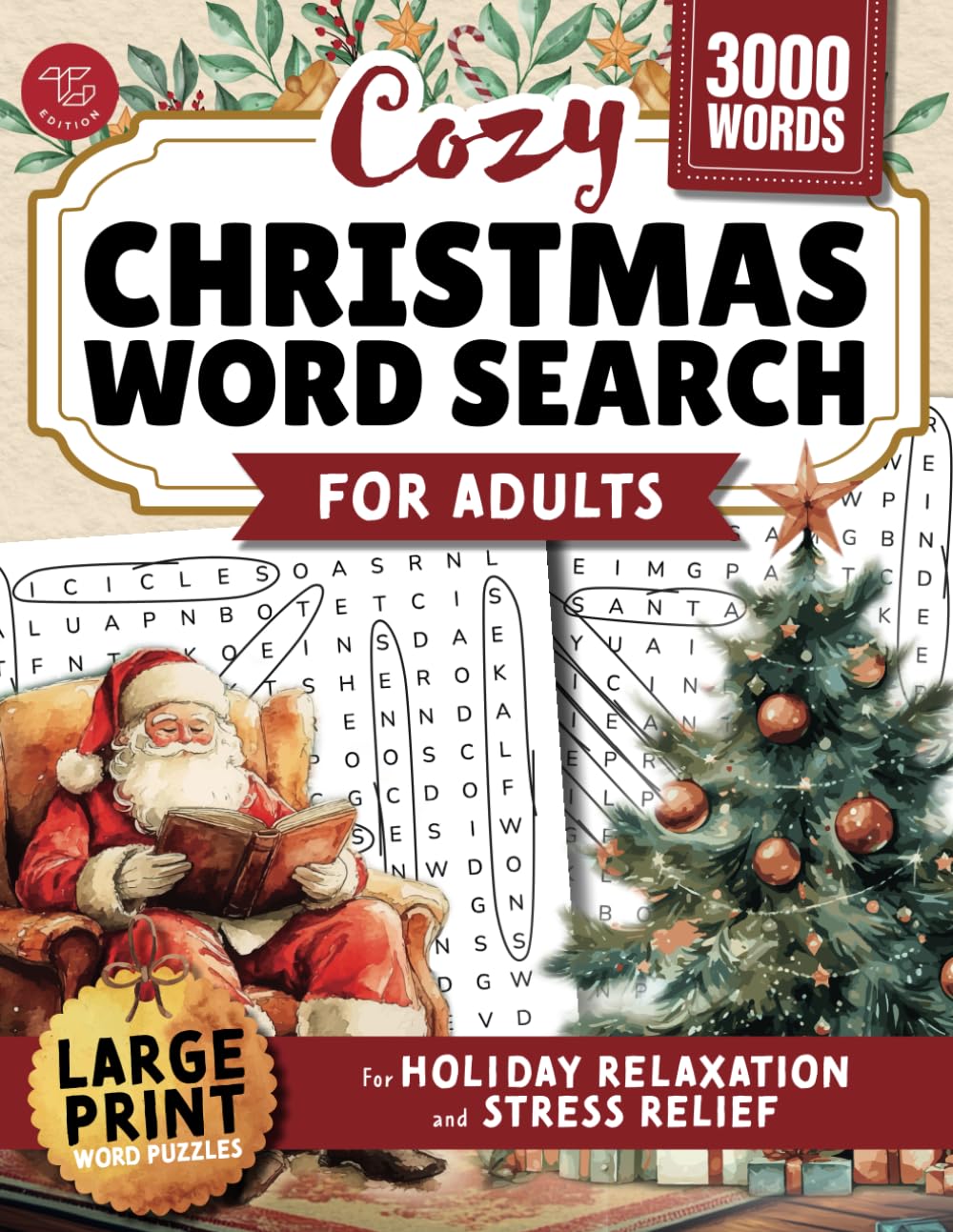 Cozy Christmas Word Search for Adults: Large Print Word Puzzles for Holiday Relaxation and Stress Relief (Word Find Books For Adults)