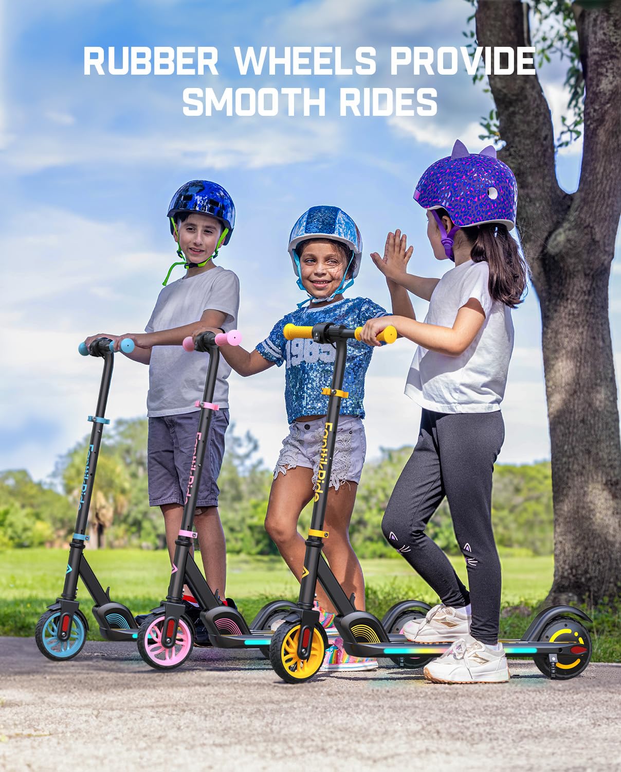 FanttikRide C9 Apex Electric Scooter for Kids 8-12, Adjustable Handlebar Height for Riders 3.9-5.2 ft, 132 lbs, Up to 40 mins Continuous Time, 3 Speed Mode 5/8/10 MPH, Bluetooth Music Speaker, Blue