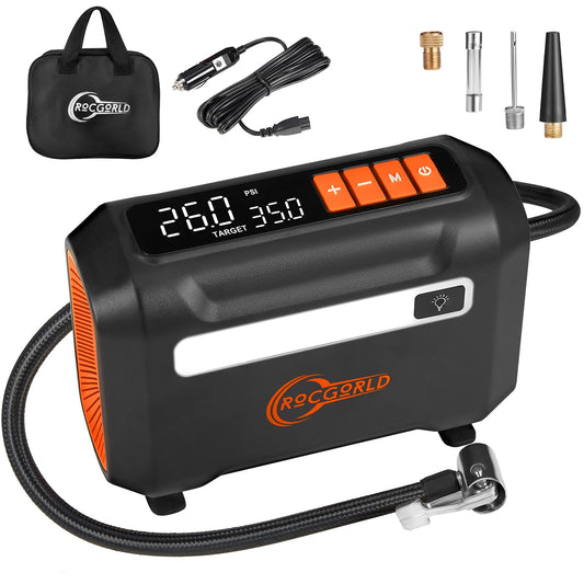 R8 Tire Inflator Portable Air Compressor, DC 12V Air Compressor Portable with Large Dual Digital Screen, 3X Faster Inflation Air Pump for Car, Bike, Ball, Motor