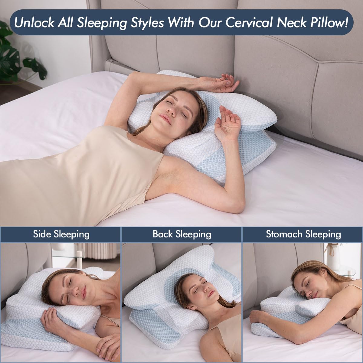 Neck Pillow Cervical Pillow for Neck Pain Relief Orthopedic Pillow Ergonomic Pillow Side Sleeping Bed Pillow Memory Foam Pillows