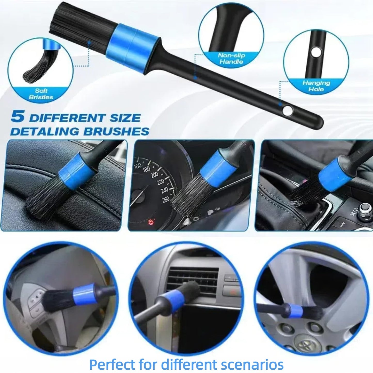 HANGZIGD 10Pcs Car Detailing Brush Set, Car Detailing Kit,Car Dashboard Cleaning Soft Brush, Suitable for Cleaning Internal Brush Panels, Vents, Leather, and Computers.