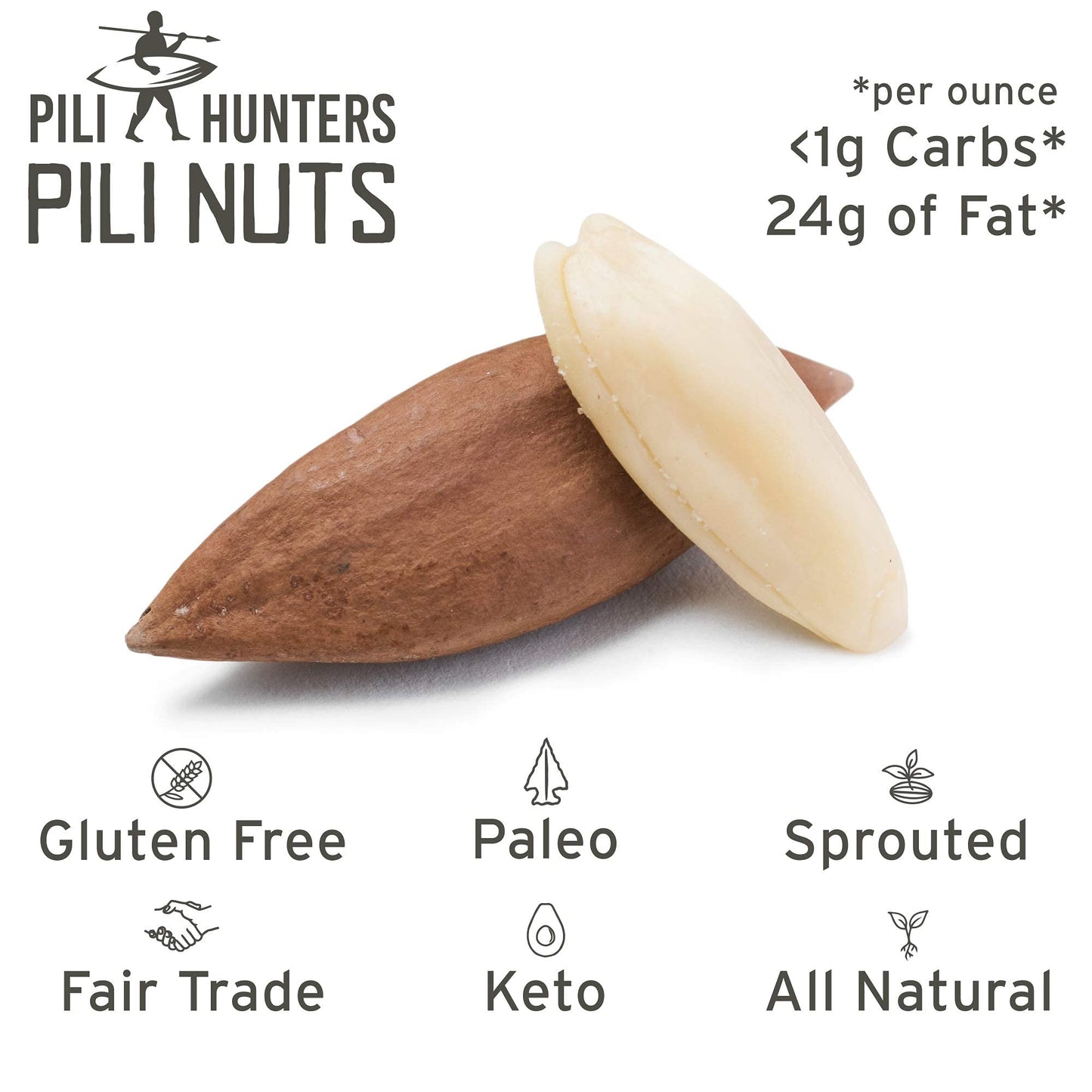 Pili Hunters - Wild Sprouted Pili Nuts (Pack of 5, 1.85 oz Bags) Variety Flavors (Pink Himalayan Salt, Raw Cacao, Rosemary, Avocado Oil, Coconut Oil) Vegan, Keto, Paleo Snack for Low Carb Energy