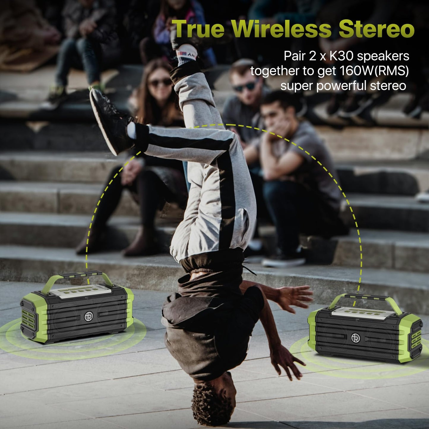 TOMPROAD Portable Bluetooth Speaker 120W Peak 80W Wireless Speakers, TWS Pairing, Deep Bass, Hi-Fi Loud Speaker, IPX6 Waterproof, DSP Sound Boombox for Outdoor, Camping, Party, Beach