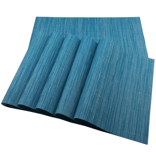 Placemats Set of 6 for Dining Table Heat-Resistant Washable Place Mats Woven Vinyl Kitchen Table Mats Easy to Clean,Blue