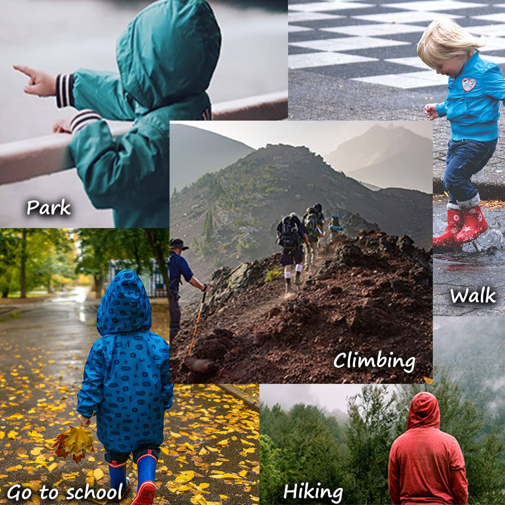 Lansbojun Boys Rain Jacket Waterproof Windbreaker Lightweight Coat Kids Raincoat Outerwear Wine Red Size 6