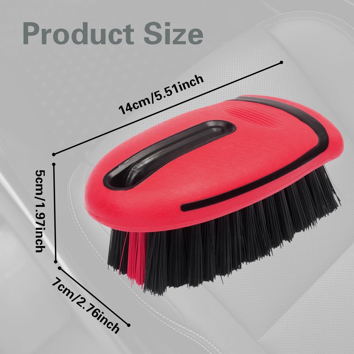 LoyaGour Carpet and Upholstery Cleaning Brush,Carpet Scrubber Stiff Bristle Detailing Scrub Brushes,Interior Leather Brush for Car and Home (Red)