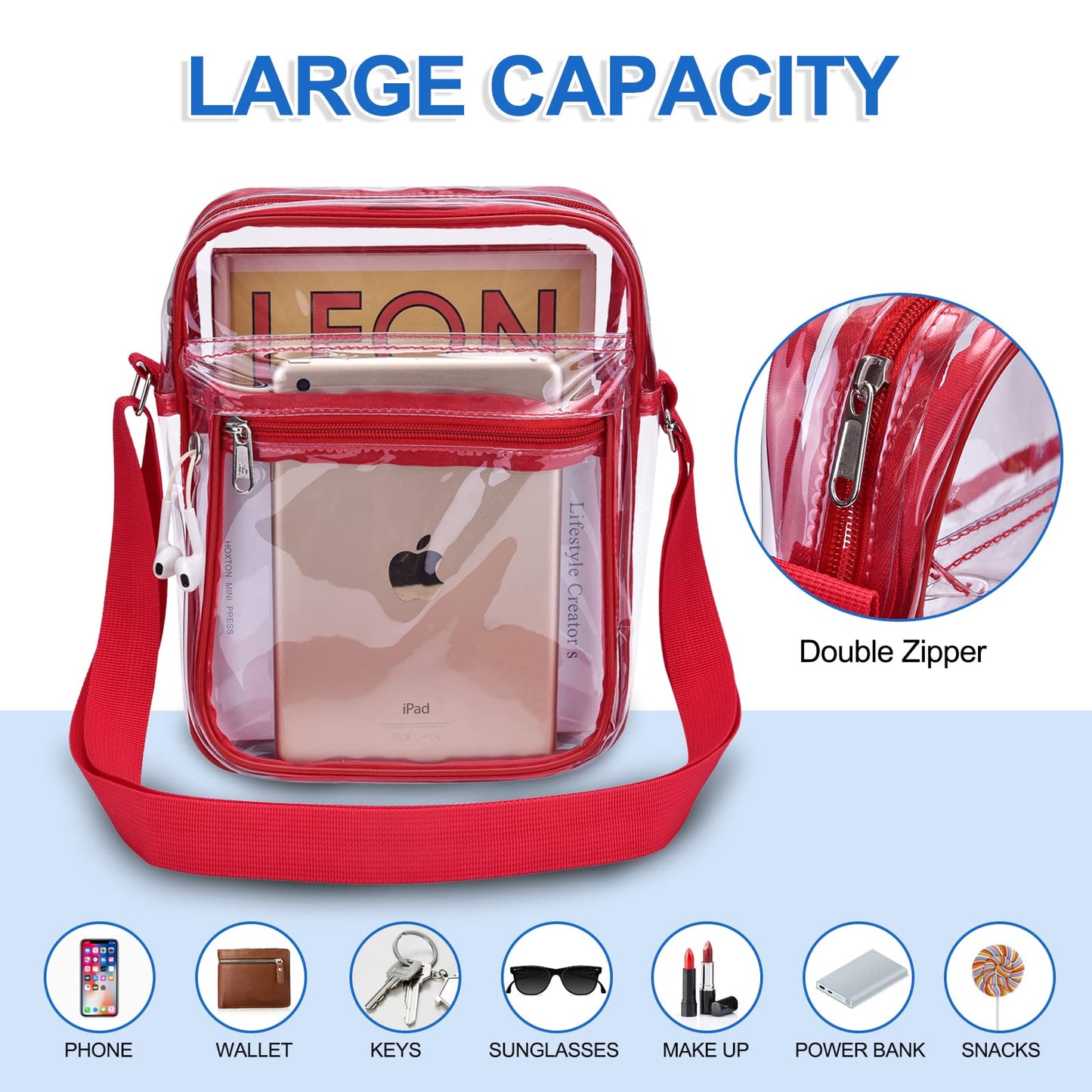 USPECLARE Clear Purse for Stadium Events Clear Messenger Bag for Men and Women