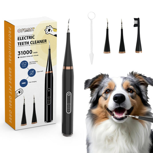 Opdent Dog Plaque and Tartar Remover - Dog Tooth Brushing Kit with LED Light, Electric Toothbrush for Dogs,5 Adjustable Mode& 3 Cleaning Head, Plaque Remover for Teeth Stains for Dogs and Cats