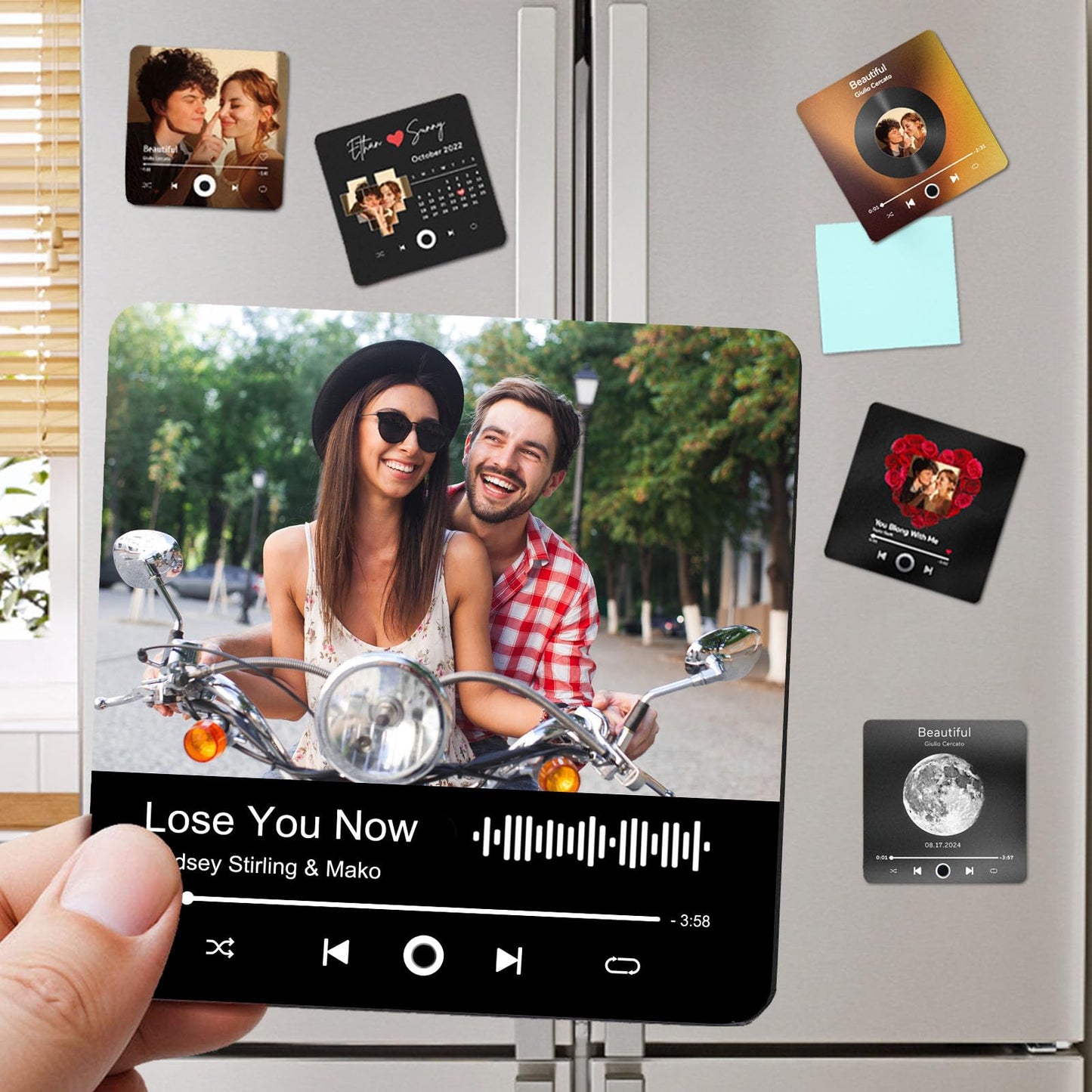 Custom Music Fridge Magnet with Photo Personalized Music Refrigerator Magnets Plays Song Customized Anniversary Christmas Valentine's Day Gifts for BF GF