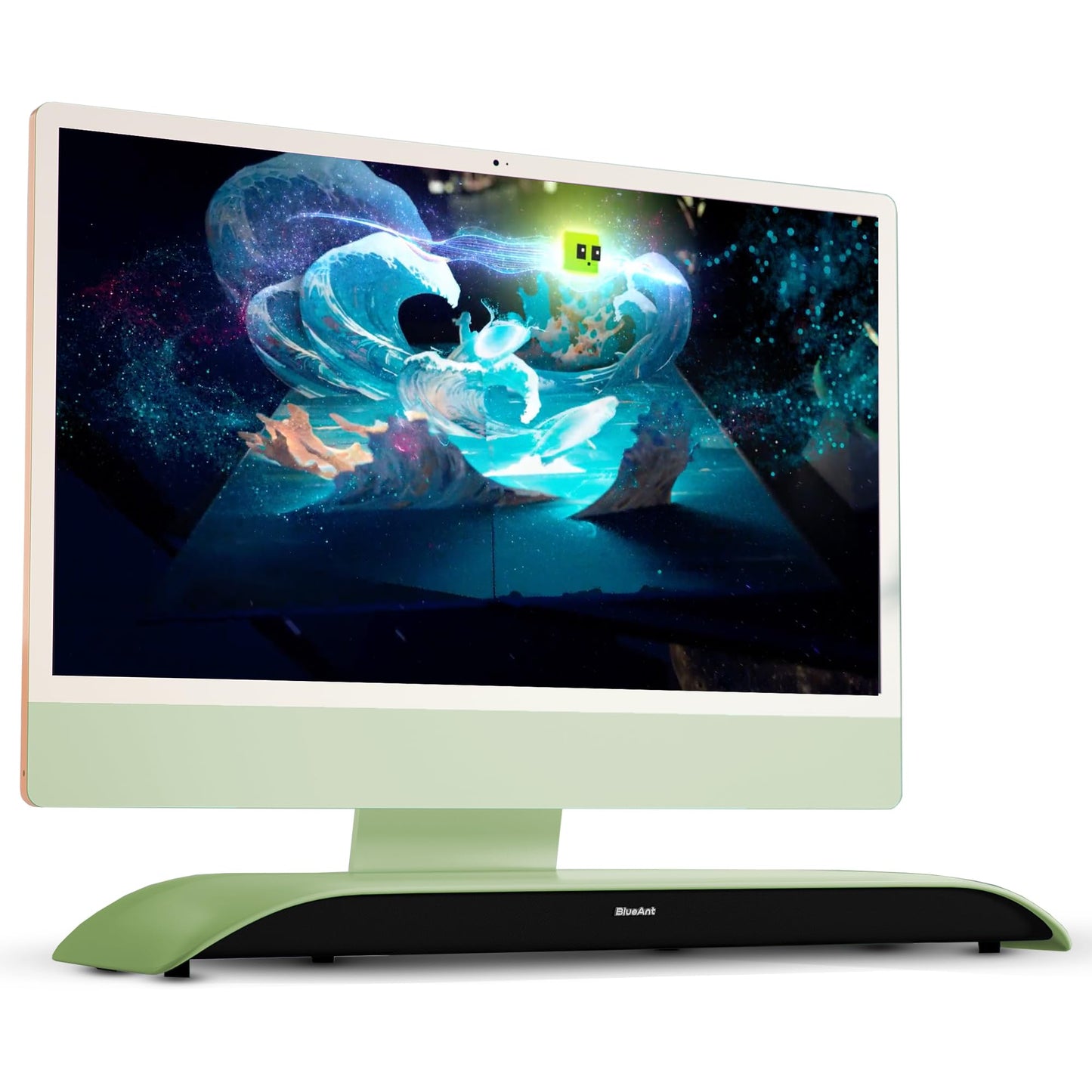 BlueAnt Soundblade Under Monitor Soundbar, Powerful 120 watt, 2.1 Channel USB-C, Bluetooth 5.3 Desktop Speaker for PC, Mac for Streaming Content, Music and Gaming. (Green)