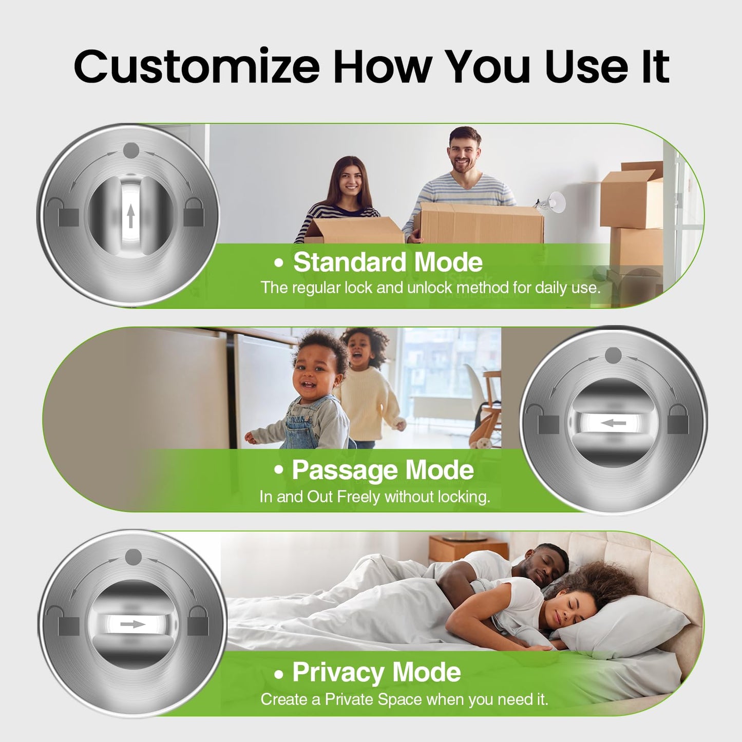 GHome Smart Fingerprint Door Lock, Fingerprint Door Knob with Keypad & App Control & Keys, Auto-Lock, Door Locks for Bedroom/Home/Garage/Apartment/Office, Local Data Storage