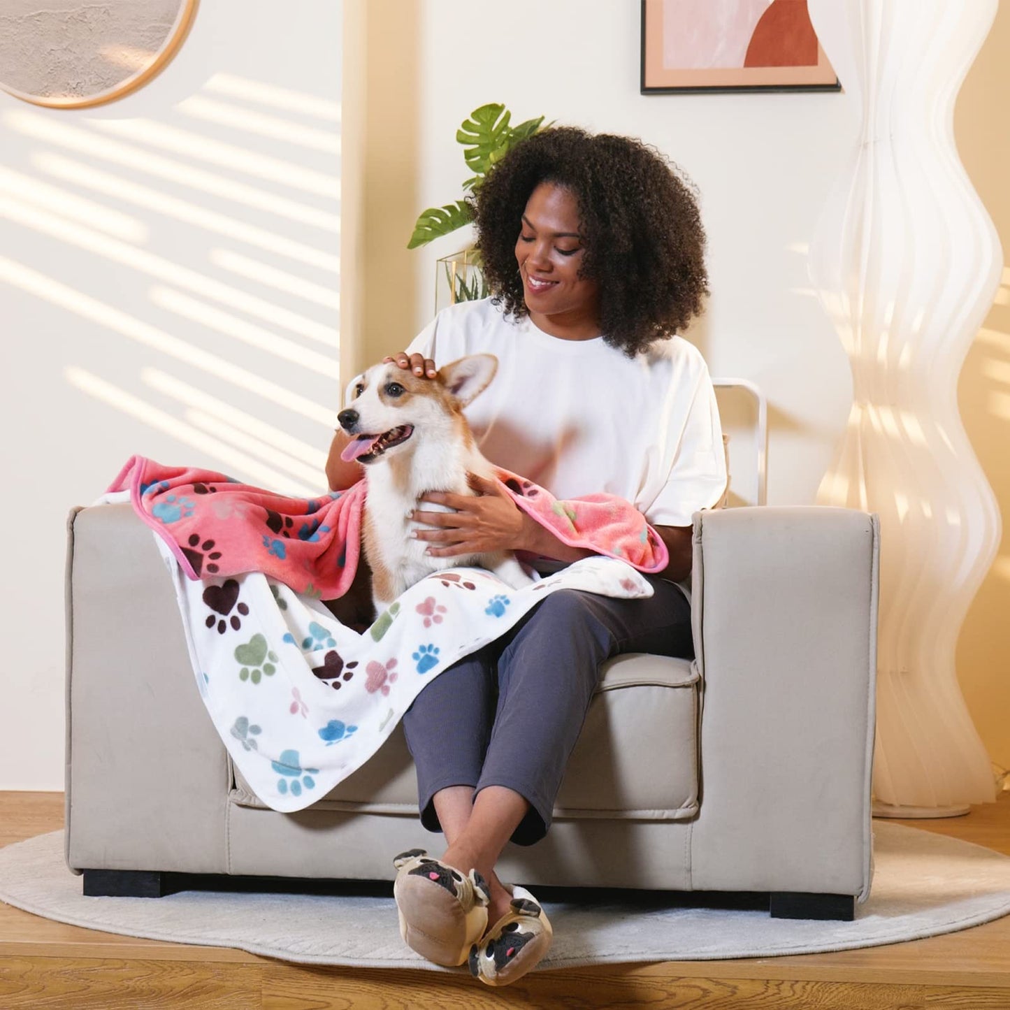 Luciphia 1 Pack 6 Dog Blankets Cat Soft Fluffy Fleece Pet Blanket Warm Cute Print Design Puppy Kitten Doggy Paw Small(23"x16")