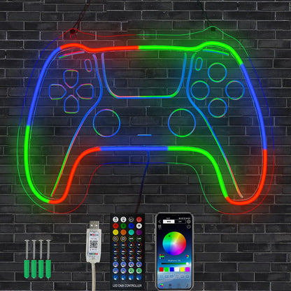 Eeutiwe Gamer Room Decor for Boys, Led Neon Lights for Wall Decor 16.7×11.8 Inch Led Gaming Lights with Remote and App Control Dimmable Gamer Wall Decor as Gamer Gifts for Men