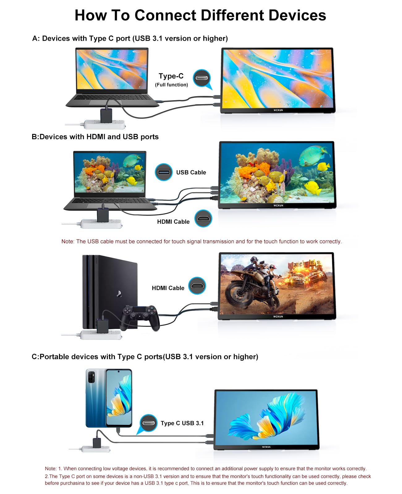 4K Portable Touch Monitor, 15.6" inch 3840 * 2160 UHD w/USB-C HDMI Laptop Monitor, 2000:1 100% RGB IPS ，Aluminum Alloy Shell,10-Point Touch，Dual Speaker, HDR, for Home, Work