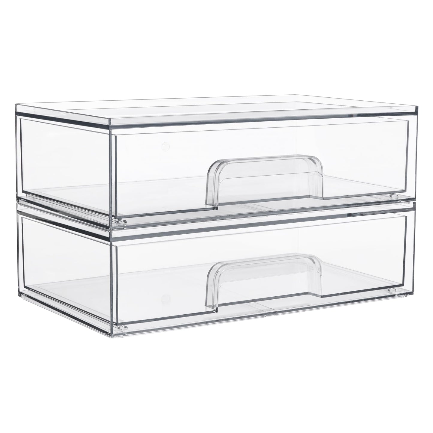 Vtopmart 12.1''W Clear Stackable Storage Drawers,2 Pack Acrylic Plastic Organizers Bins for Makeup Palettes, Cosmetics, and Beauty Supplies,Ideal for Vanity, Bathroom,Cabinet,Desk Organization