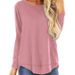 HIYIYEZI Women's Casual Long Sleeve Round Neck Loose Tunic T Shirt Blouse Tops (X-Large,Dusty Pink)