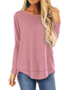 HIYIYEZI Women's Casual Long Sleeve Round Neck Loose Tunic T Shirt Blouse Tops (X-Large,Dusty Pink)