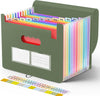 Sooez Accordion File Organizer, 13 Pockets Expanding File Folder, Portable Monthly Paper Bill Tax Receipt Organizer, Letter A4 Size Document Holder with Blank Labels