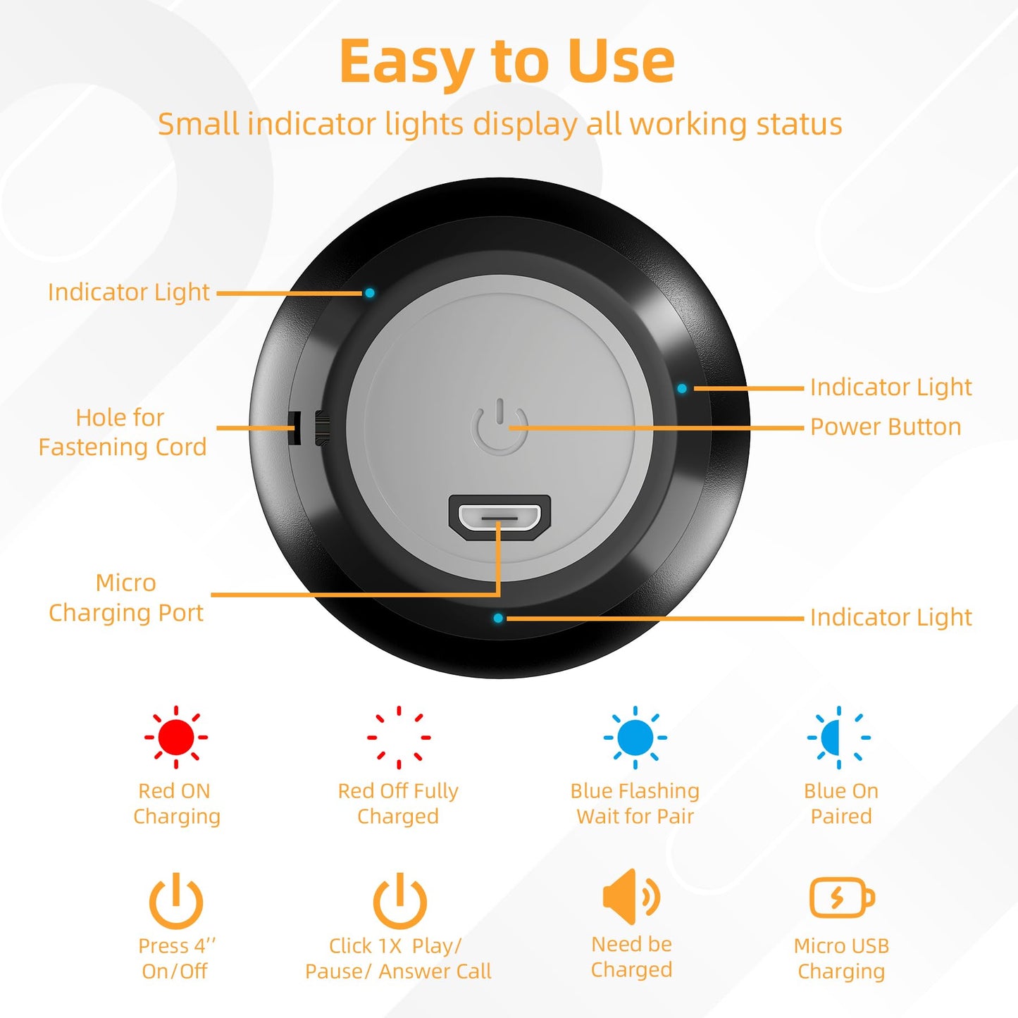 AUKSKY 2Pack Portable Mini Speaker, Bluetooth Tiny Speaker,Wireless Micro Speaker for Phone/PC/Tablet, Rechargeable Battery, Built-in Microphone, Cute Mini Speaker with Strap to Carry, Black