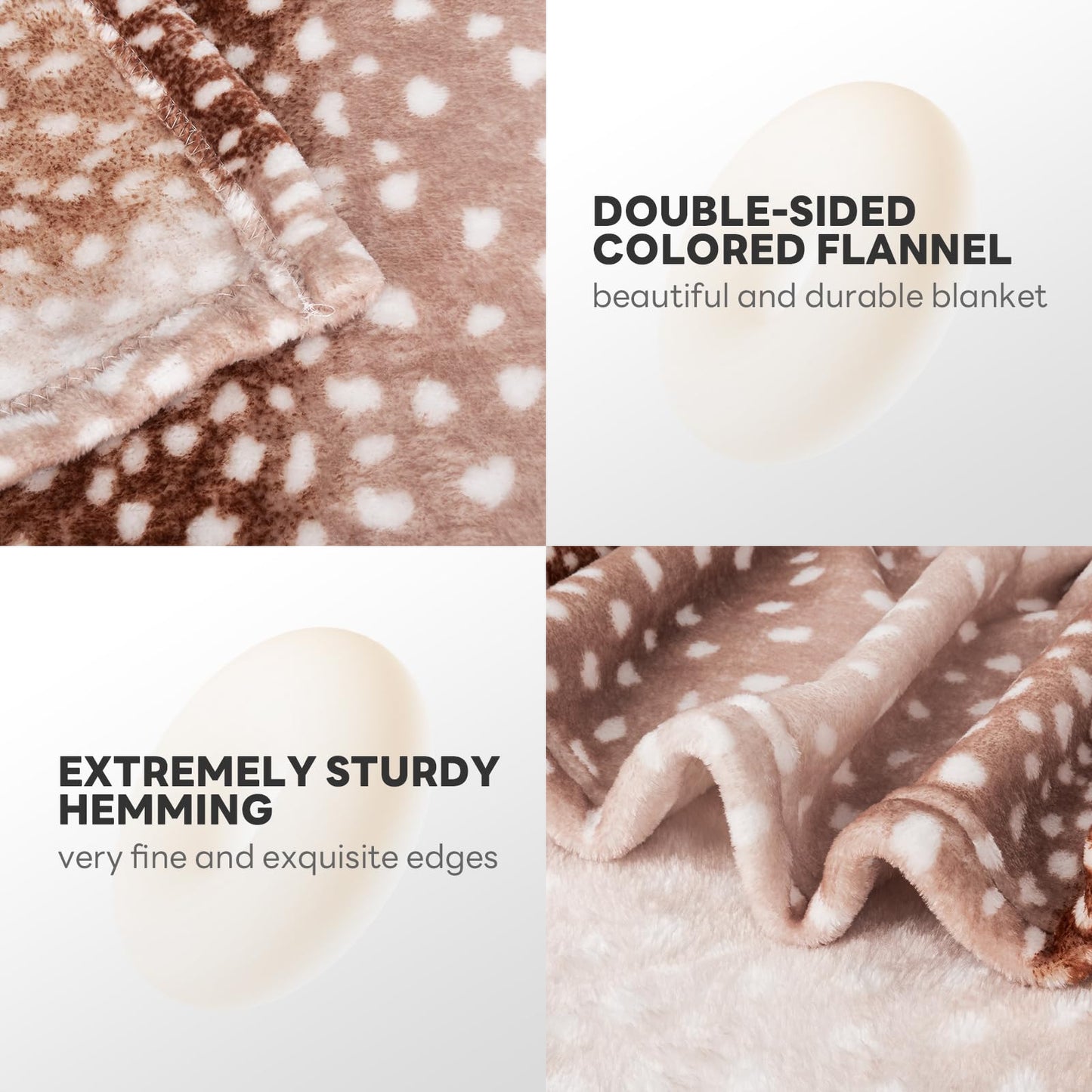 MACEVIA Flannel Fleece Animal Print Throw Blanket for Couch, Cabin Decor Deer Blanket, Hide Cabin Throw Blanket, Super Soft Fluffy Thick Warm Throws Home Decor for Bed Sofa(Deer, 50x60 Inches)